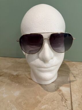 Longchamp Silver Frame Aviator Sunglasses with Gradient Gray Lenses